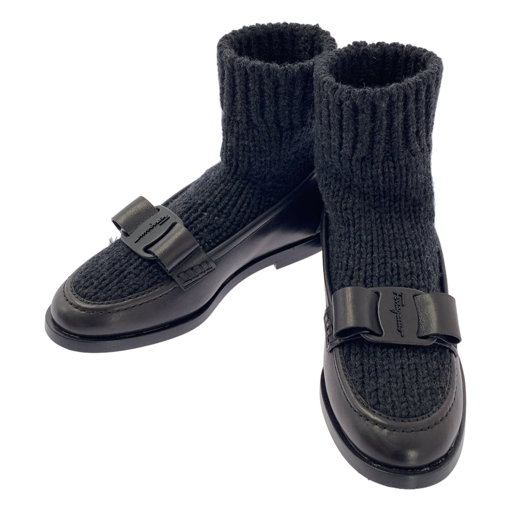 Salvatore Ferragamo | VIVALDO KN | 皮革Logo飾帶短襪樂福鞋 | 4 1/2碼 | 女款