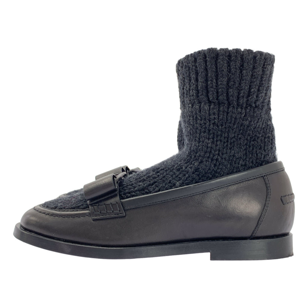 Salvatore Ferragamo | VIVALDO KN | 皮革Logo飾帶短襪樂福鞋 | 4 1/2碼 | 女款