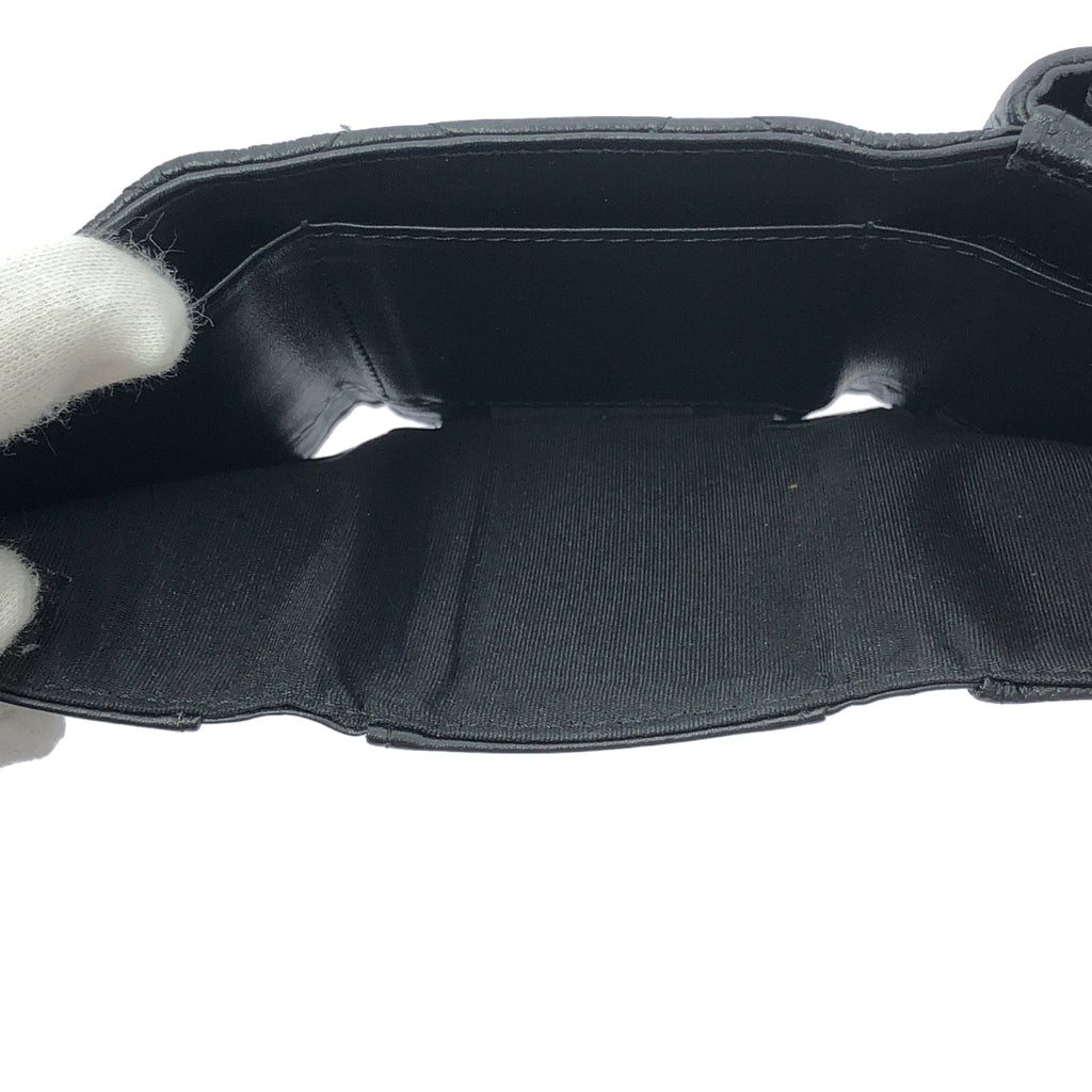 【美品】  CHANEL / シャネル | マトラッセ ココマーク キャビアスキン コンパクトウォレット 3つ折り財布 | ブラック | レディース