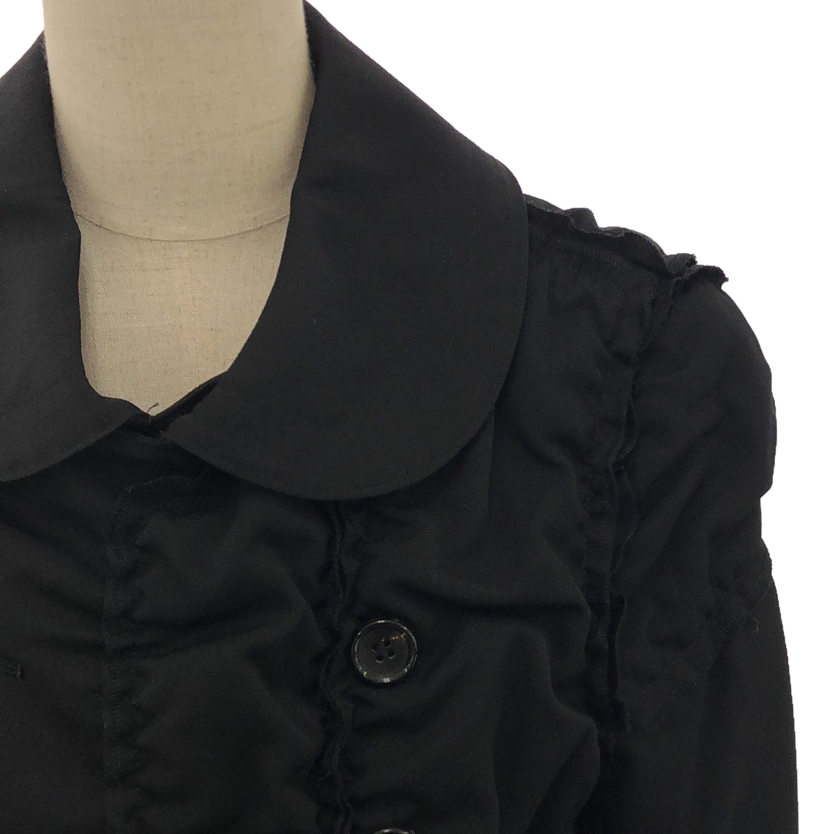 COMME des GARCONS / 컴데 갤슨 | 2010AW | 라운드 컬러 개더 더블 코트 | S | 블랙 | 여성