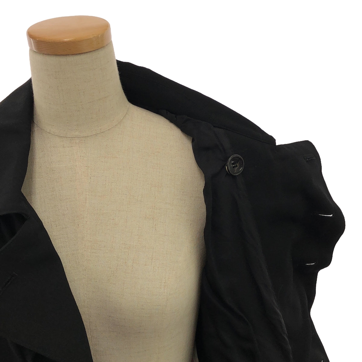 COMME des GARCONS / 컴데 갤슨 | 2010AW | 라운드 컬러 개더 더블 코트 | S | 블랙 | 여성