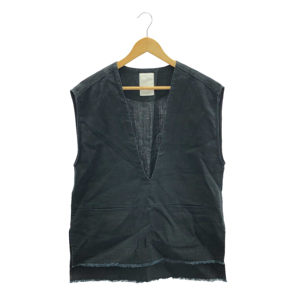 SHENERY | Linen cut-off pullover vest | F | Charcoal black | Women's