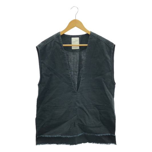 SHENERY | Linen cut-off pullover vest | F | Charcoal black | Women's