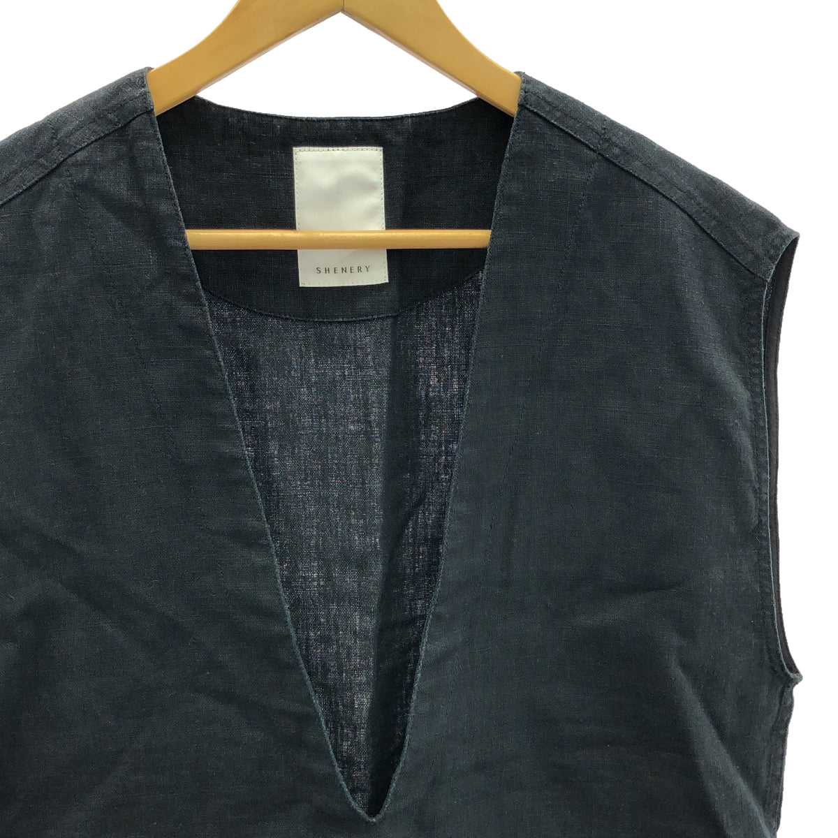 SHENERY | Linen cut-off pullover vest | F | Charcoal black | Women's