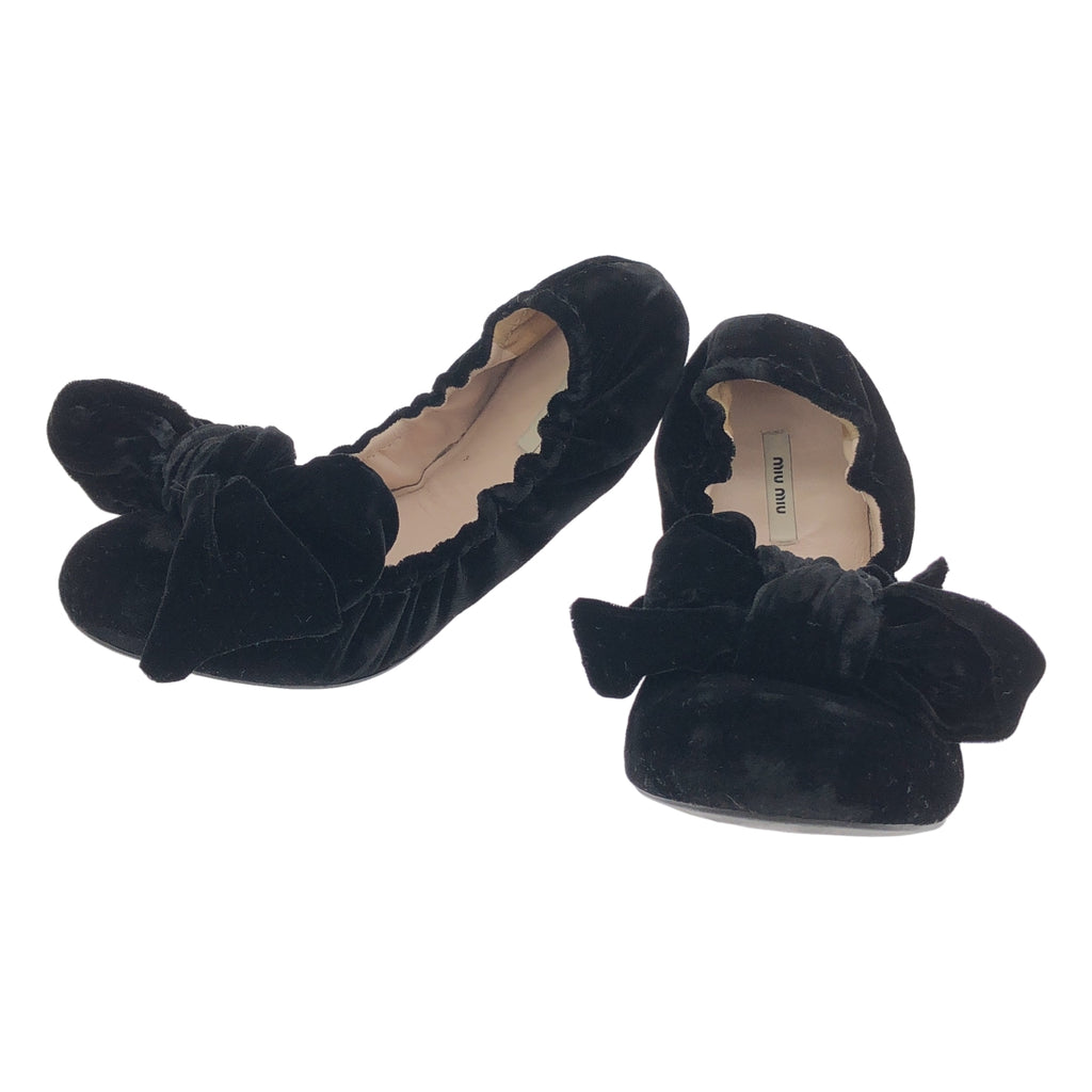 miu miu / Miu Miu | 天鵝絨褶皺平底鞋 |