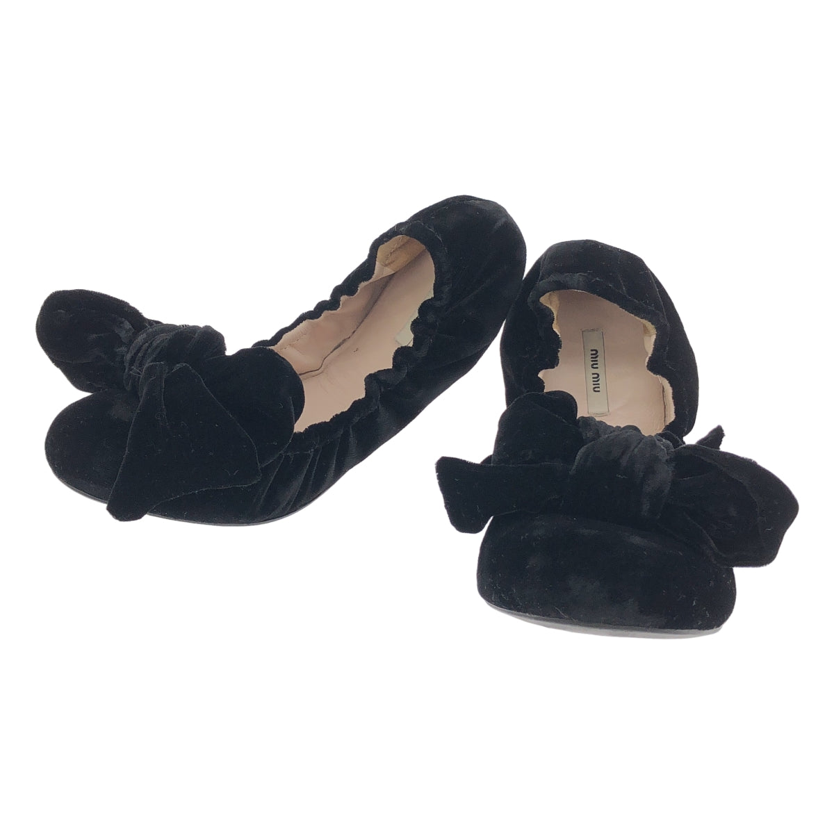 miu miu / ミュウミュウ | ベロア ギャザー フラット パンプス |