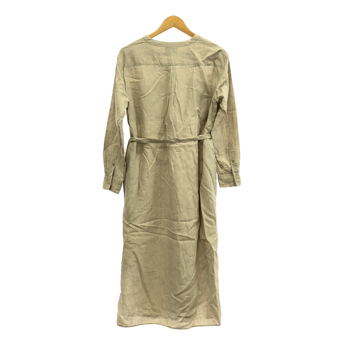 聯合箭隊 |亞麻雙口袋腰帶襯衫裙 | 36 |米色 |女性的