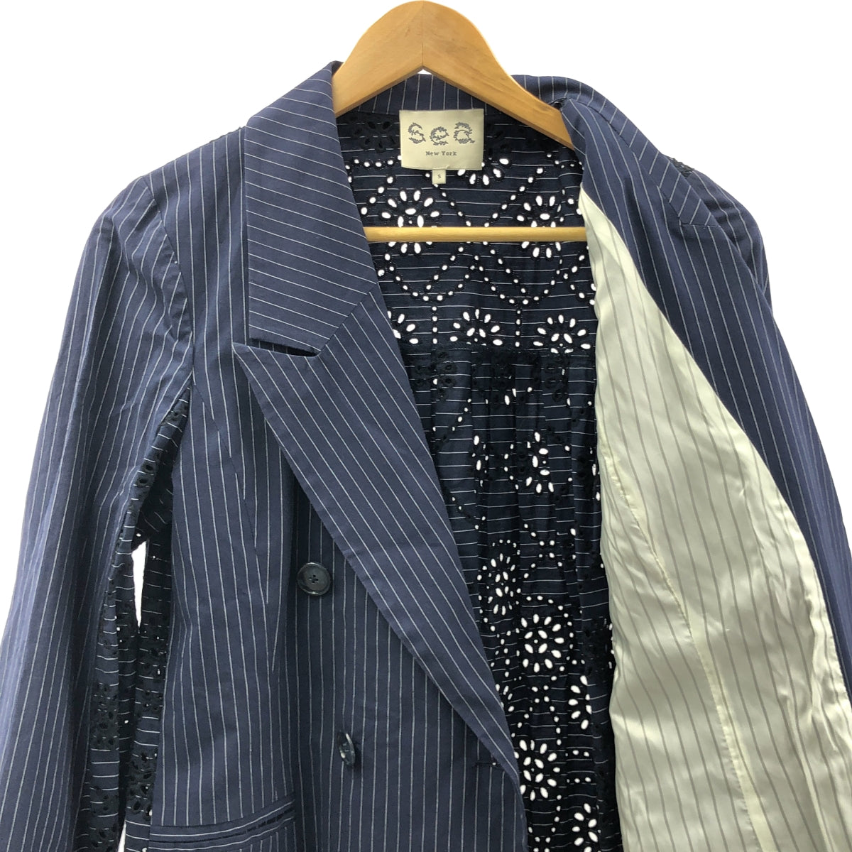 SEA / シー | パンチング レース ダブルブレスト オーバー ジャケット | S | レディース