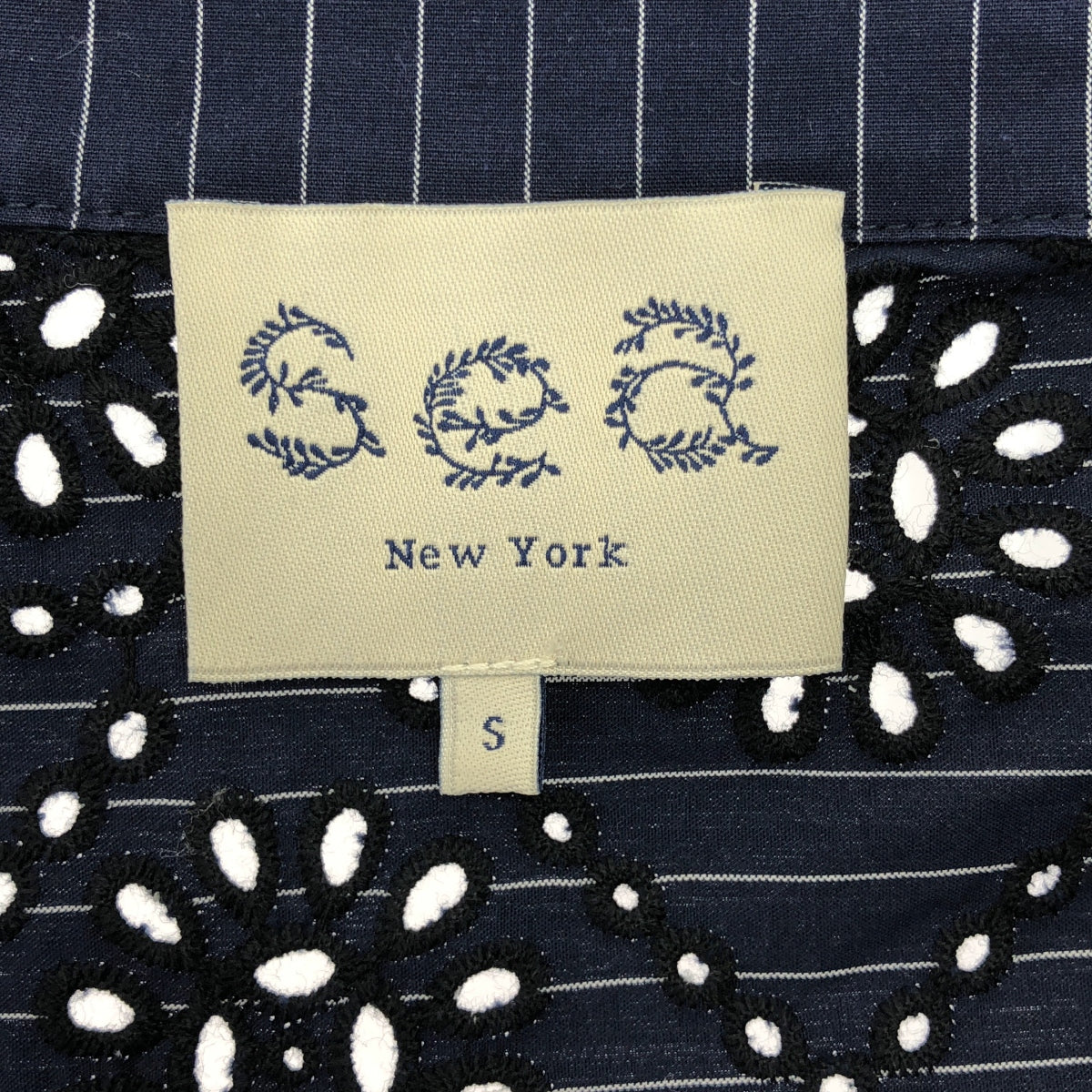 SEA / 씨 | 펀칭 레이스 더블 브레스트 오버 재킷 | S | 네이비 | 여성