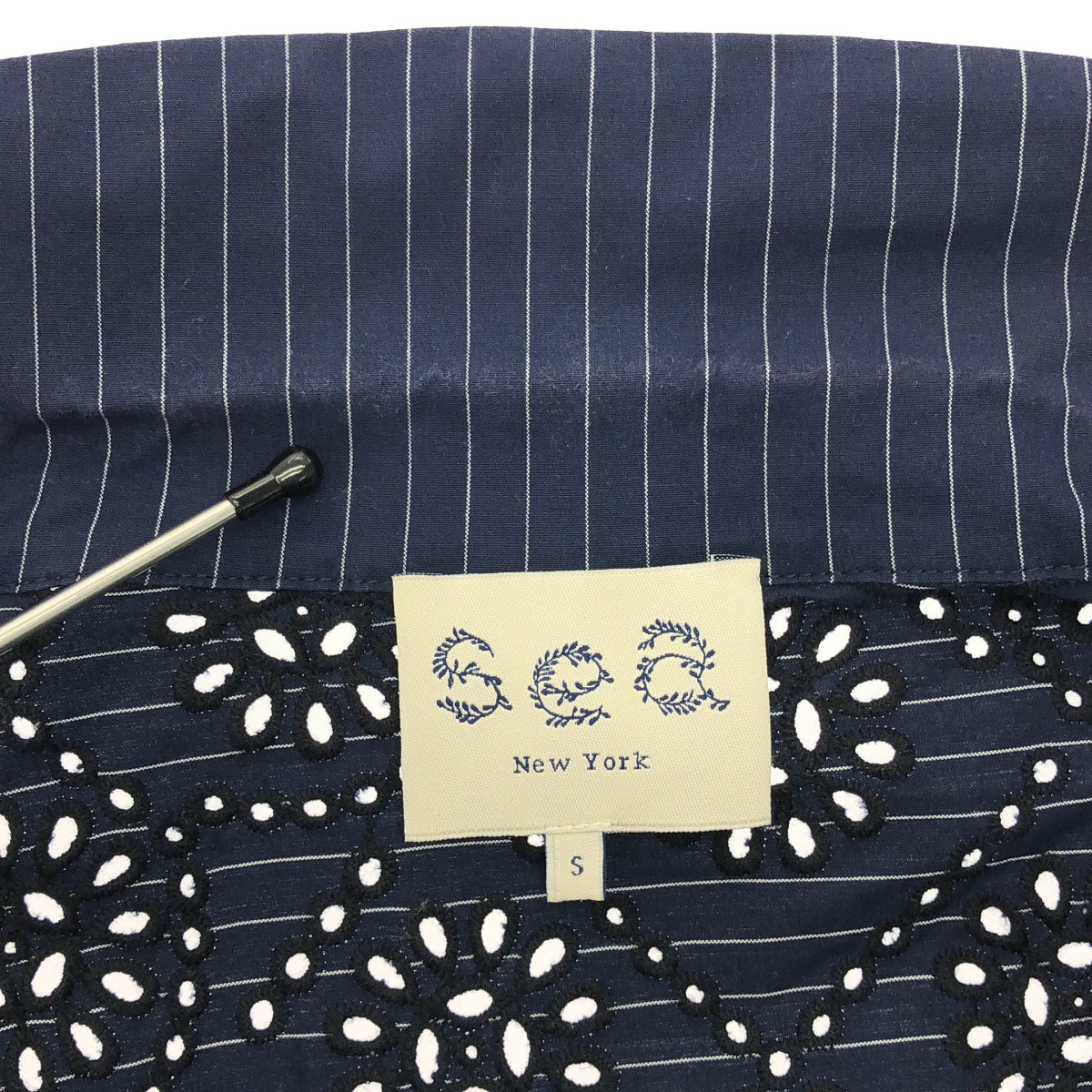 SEA / 씨 | 펀칭 레이스 더블 브레스트 오버 재킷 | S | 네이비 | 여성