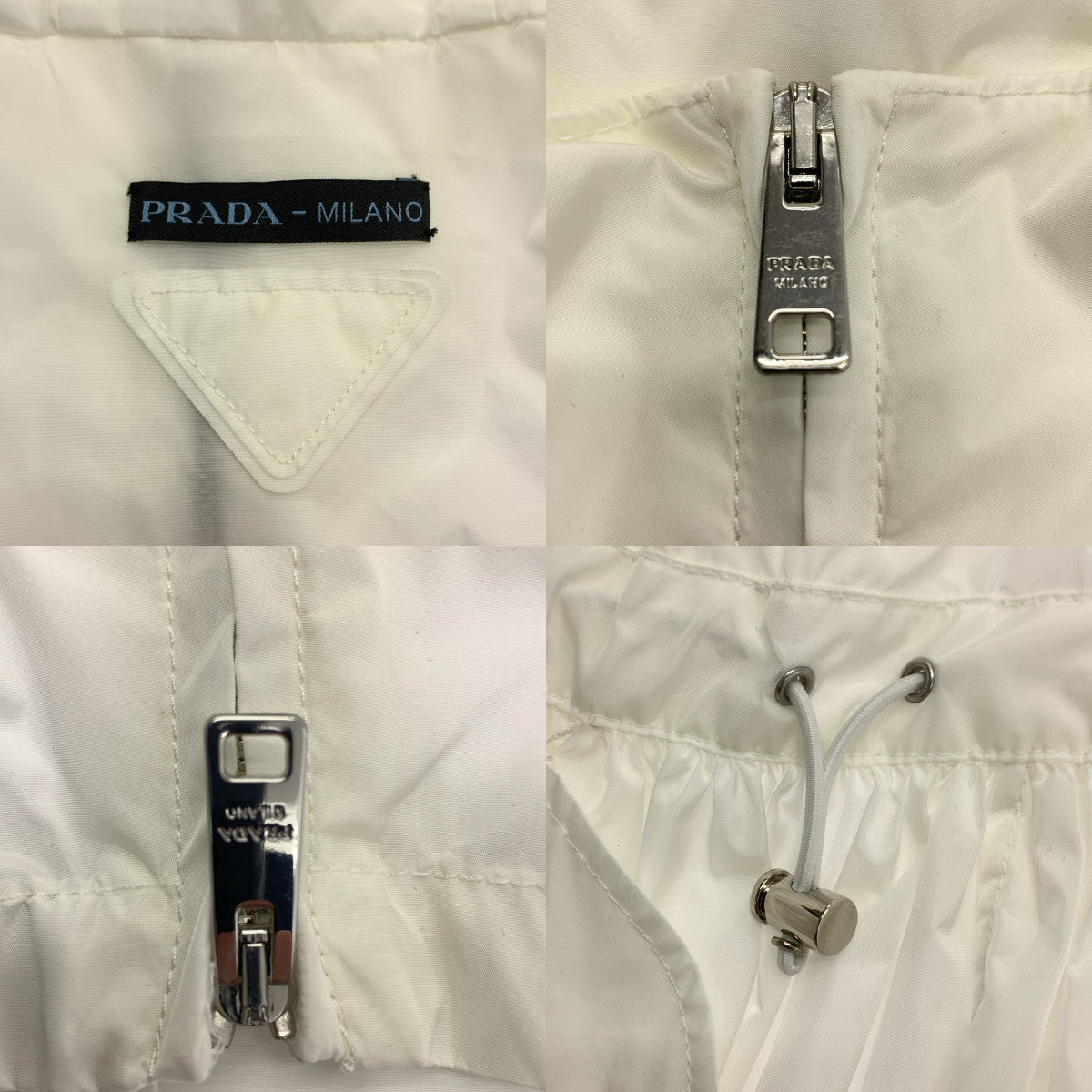 [狀況極佳] PRADA | 抽繩褶皺寬鬆外套/束腰上衣/連帽衫 | 尺寸 38 | 白色 | 女款