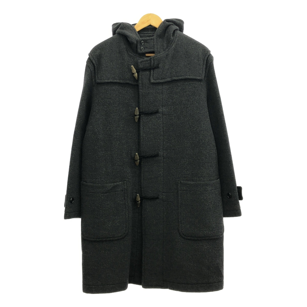 CALVIN KLEIN / カルバンクライン | CK / ウール ヘリンボーン ダッフルコート フーディ | L | グレー | メンズ