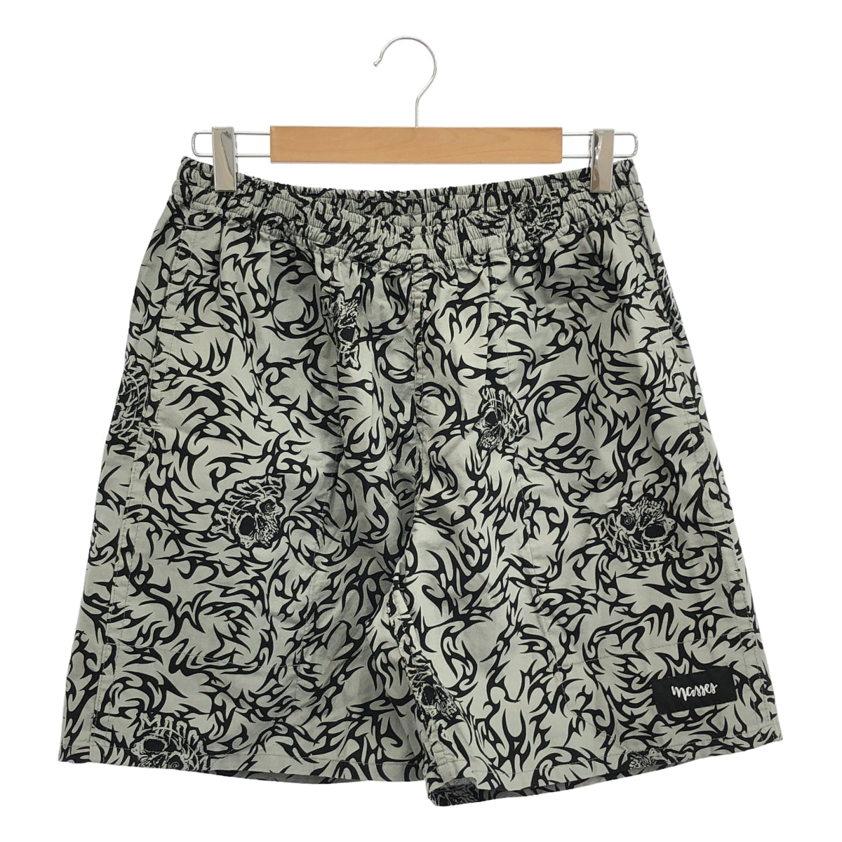 【美品】  MASSES / マシス | 2024SS | SHORTS SKULL スカル トライバル 総柄 ショートパンツ | M | グレー / ブラック | メンズ