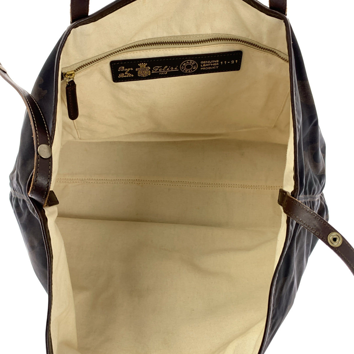 Felisi | 11-91 尼龍迷彩手提包，搭配皮革手柄 |