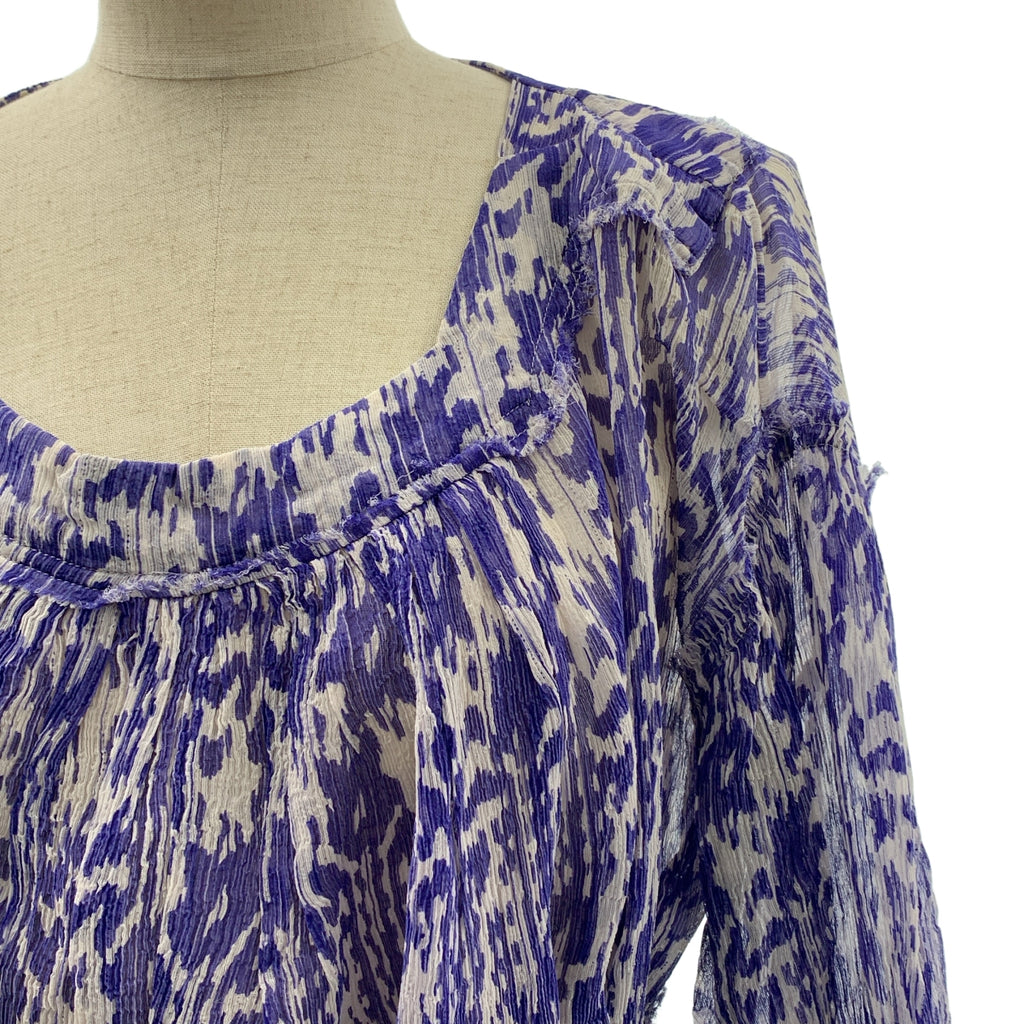 ISABEL MARANT ETOILE / イザベルマランエトワール | 総柄 シルク ギャザー プルオーバーワンピース | 0 | ブルー/ライトパープル | レディース