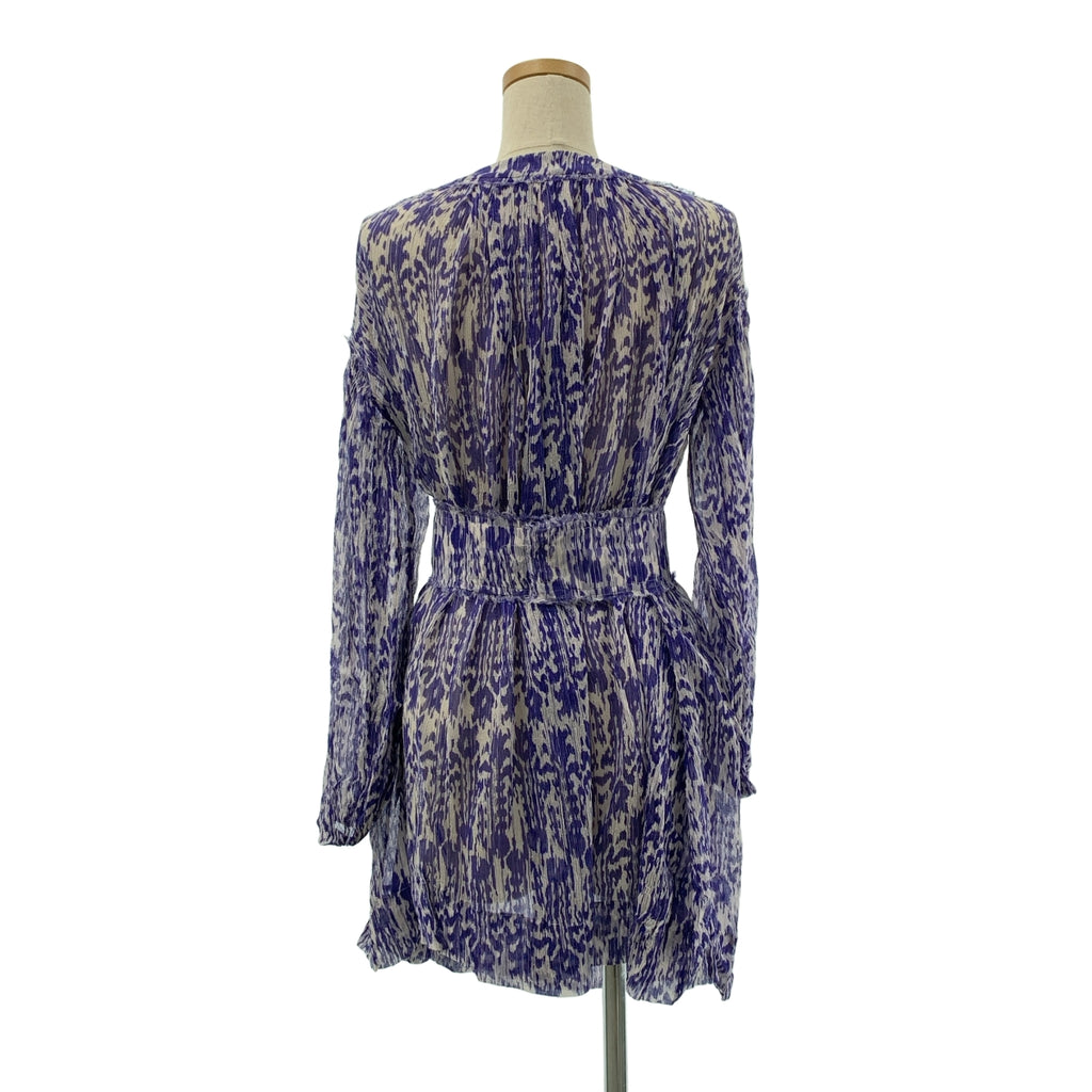 ISABEL MARANT ETOILE / イザベルマランエトワール | 総柄 シルク ギャザー プルオーバーワンピース | 0 | ブルー/ライトパープル | レディース