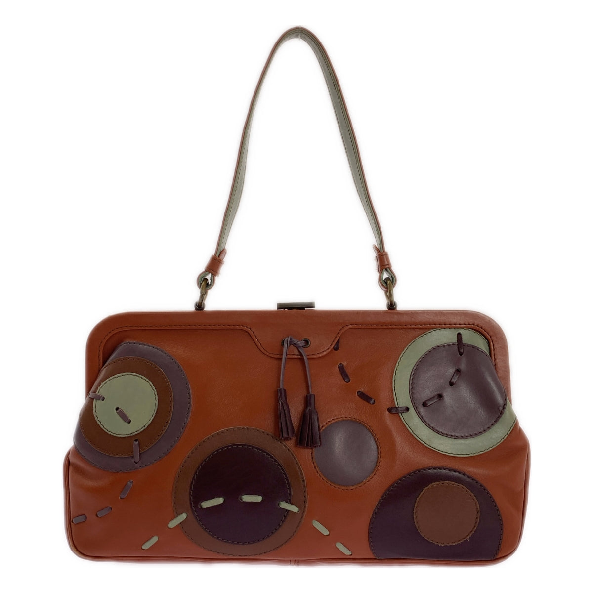 JAMIN PUECH / 자만 피에시 | 가죽 패치 가마구치 핸드백 |