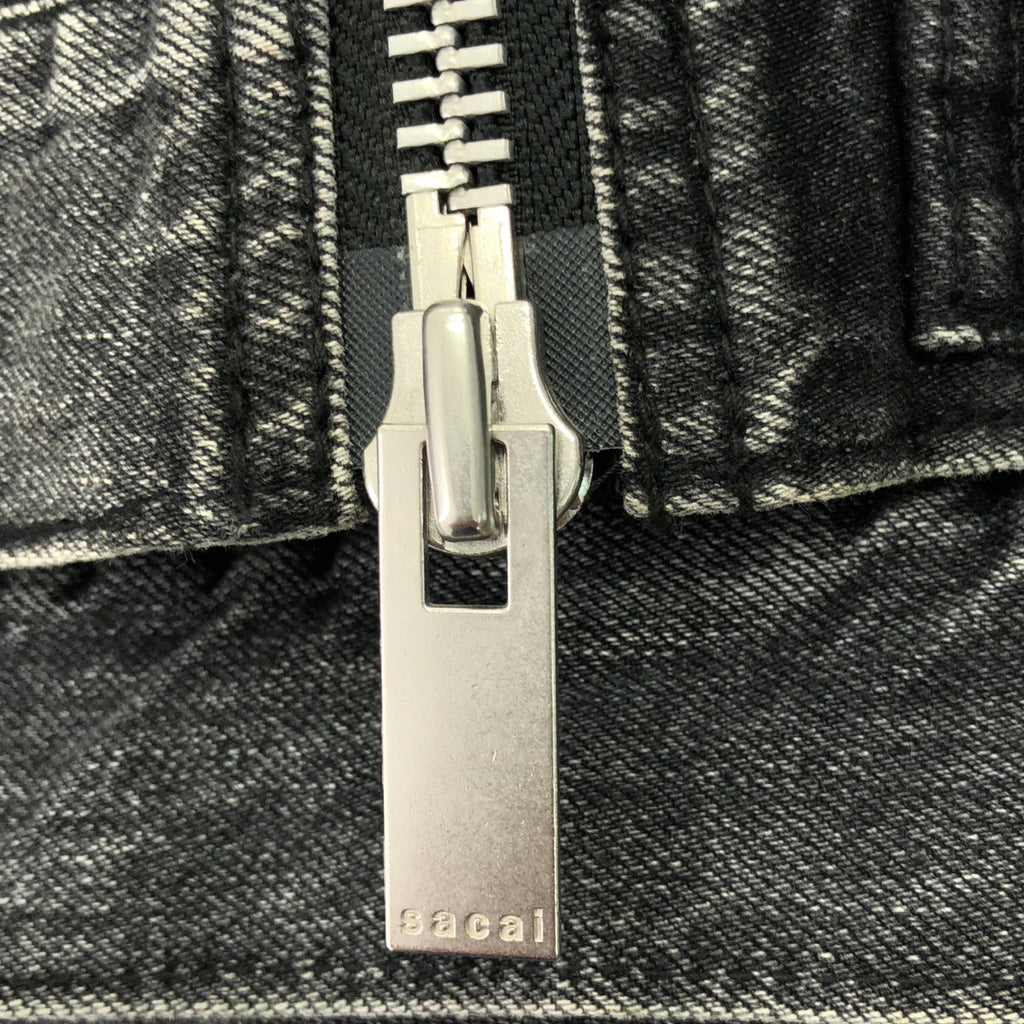 sacai | 蟒蛇領側拉鍊開衩黑色牛仔外套 | 尺寸 2 | 女款