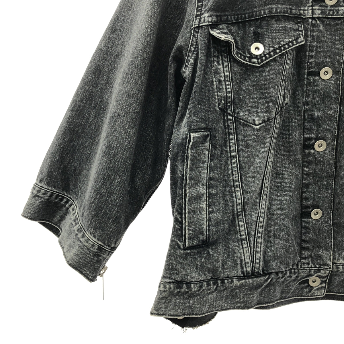 sacai / サカイ | ボアカラー サイドジップスリット ブラックデニム ジャケット | 2 | レディース