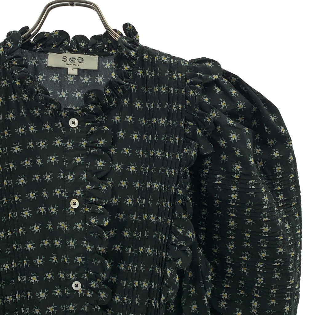 sea New York / シーニューヨーク | 花柄 フリル スカラップ装飾 ティアード シャツワンピース | S | レディース