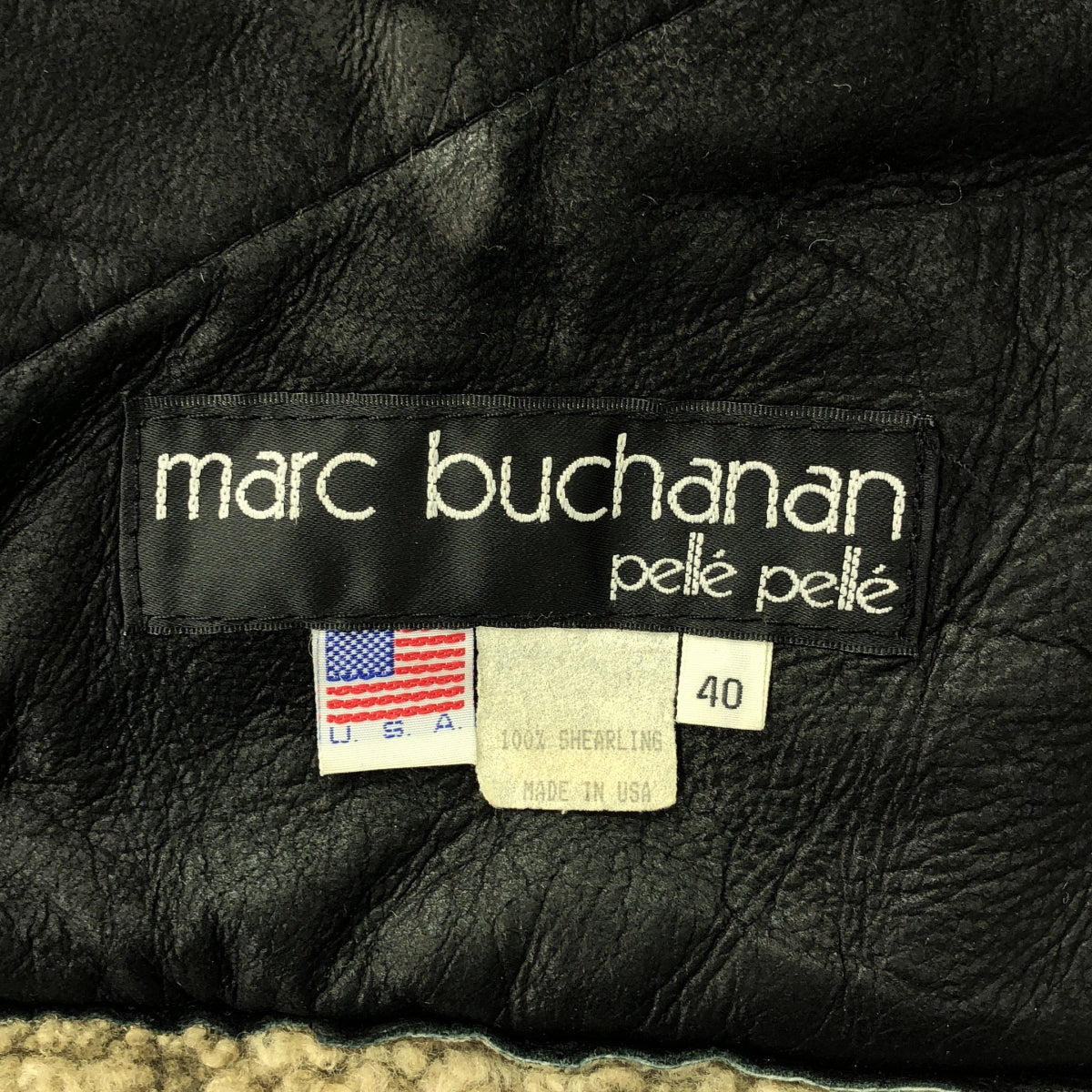 MARC BUCHANAN / マークブキャナン | 90s ヴィンテージ レザー 刺しゅう ムートン ジャケット | 40 | ブラック | メンズ