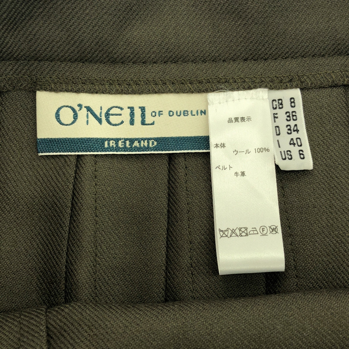[Good Condition] O'NEIL OF DUBLIN | Wool Pleated Wrap Skirt | F | Khaki | Women's