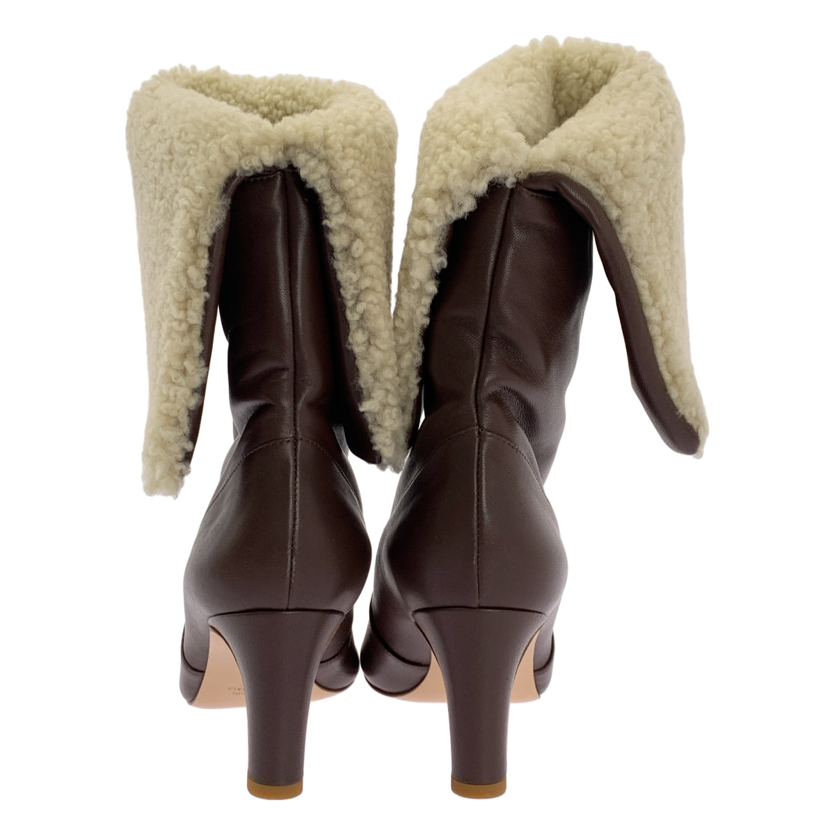 【美品】  NEBULONI E / ネブローニ | ボア レザー 2way ショートブーツ | 38 | ブラウン/ベージュ | レディース