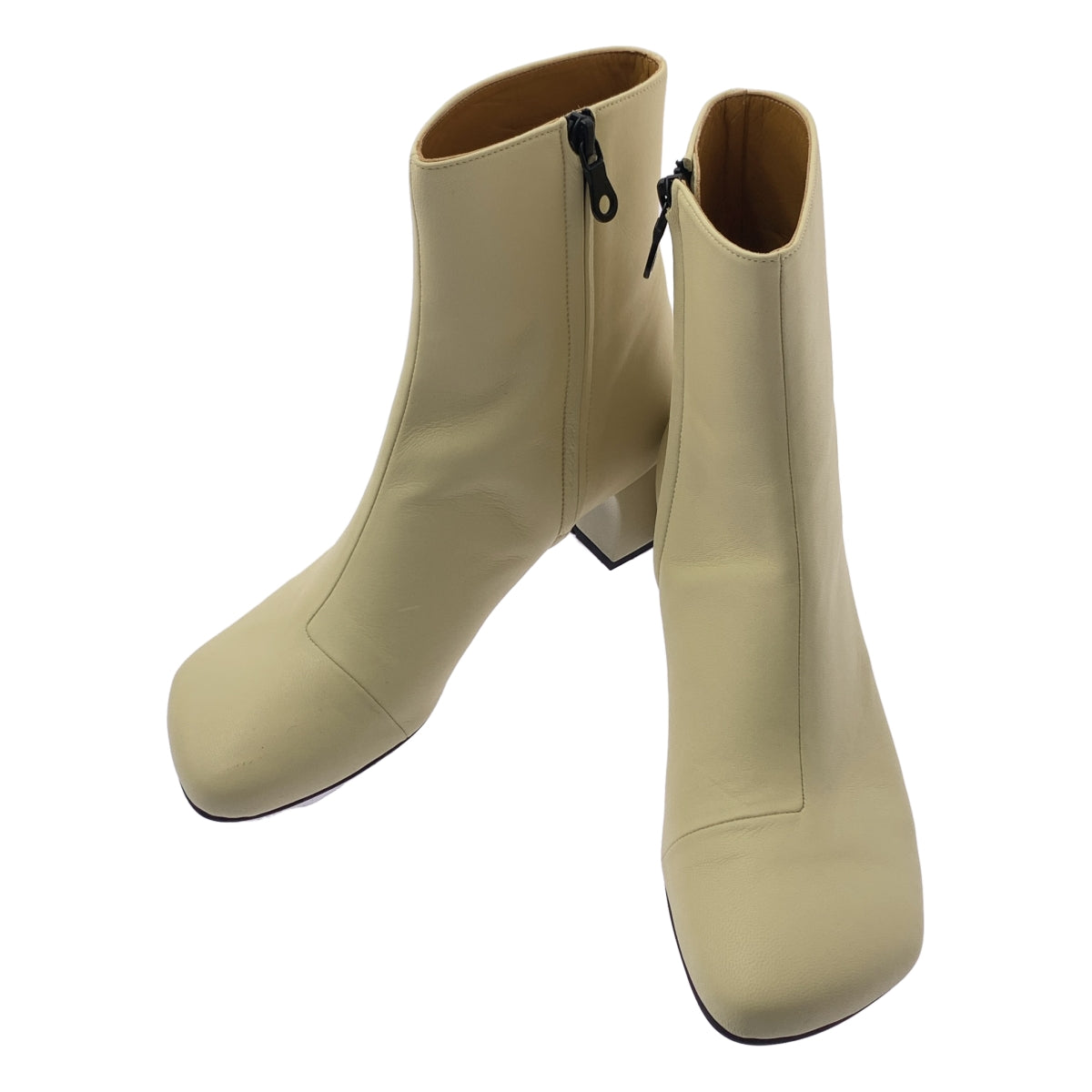 【美品】  KATIM / カチム | TOYNBEE 5 / トインビーファイブ レザー サイドジップ ショートブーツ | 37 | BUTTER CREAM | レディース