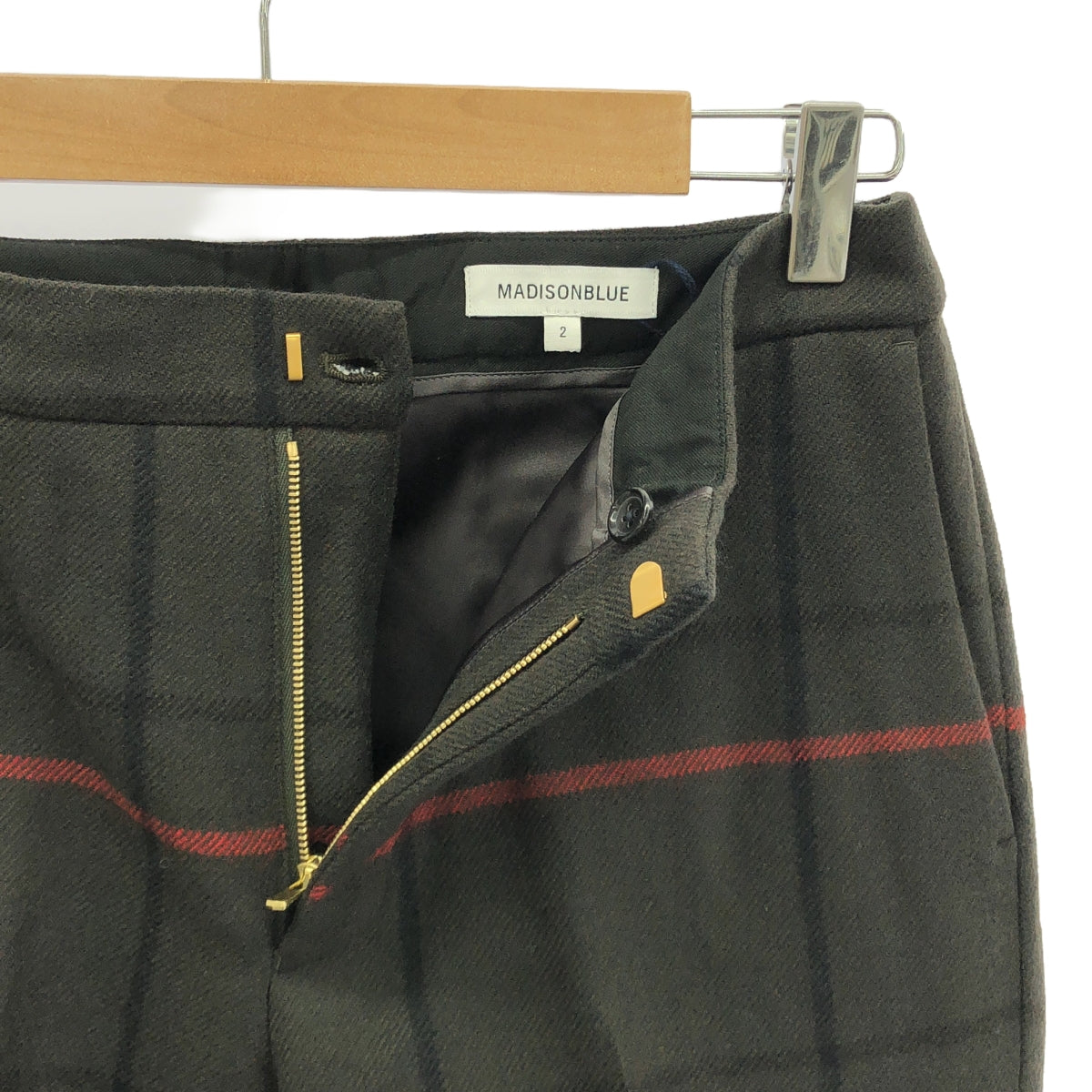 [狀況良好] 麥迪遜藍 |羊毛格紋休閒褲 | 02（男）|卡其色格紋 |女性的
