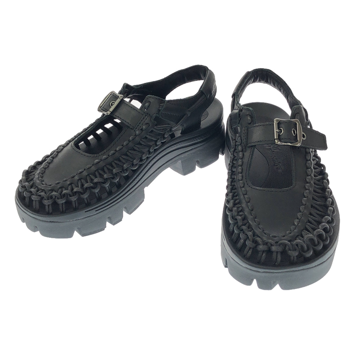 【美品】  noir kei ninomiya / ノワールケイニノミヤ | × KEEN / キーン レザー ストラップ サンダル | 25 | ブラック | レディース