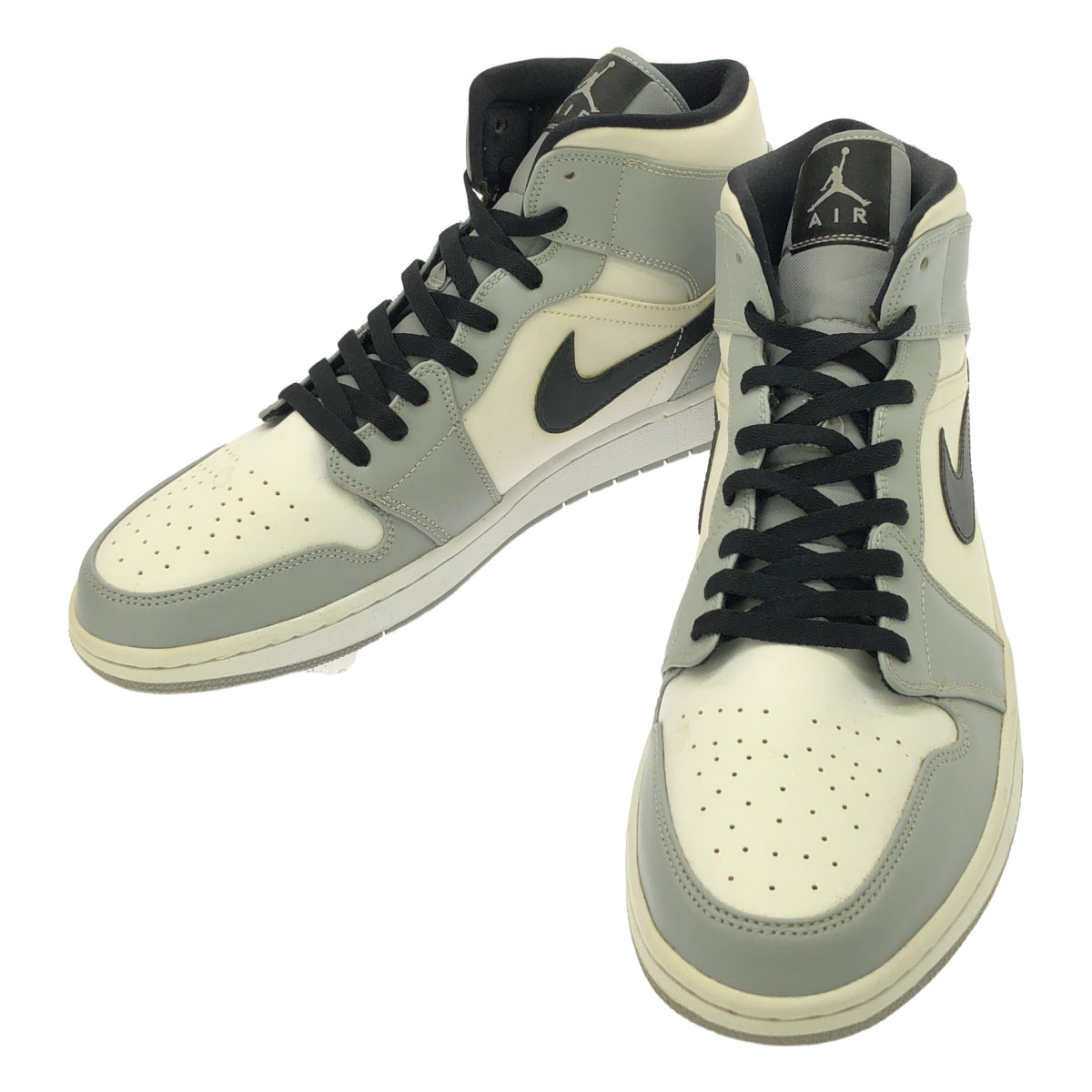 NIKE / 나이키 | 2024 | AIR JORDAN 1 MID LIGHT SMOKE GREY 에어 조던 1 미드 스니커즈 | 30 | 라이트 스모크 그레이 / 화이트 / 블랙 | 남성