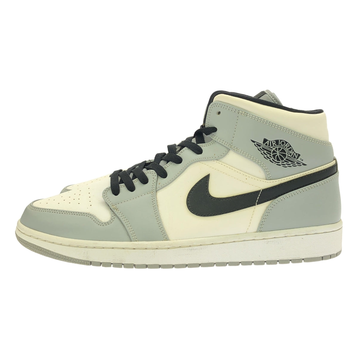 NIKE / 나이키 | 2024 | AIR JORDAN 1 MID LIGHT SMOKE GREY 에어 조던 1 미드 스니커즈 | 30 | 라이트 스모크 그레이 / 화이트 / 블랙 | 남성