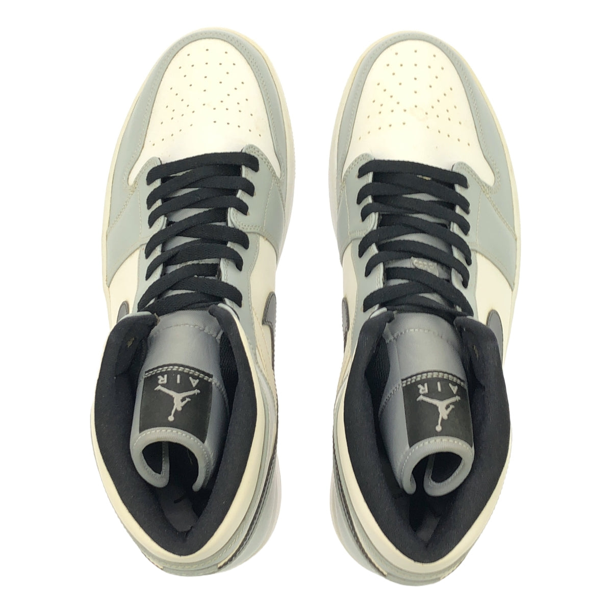 NIKE / 나이키 | 2024 | AIR JORDAN 1 MID LIGHT SMOKE GREY 에어 조던 1 미드 스니커즈 | 30 | 라이트 스모크 그레이 / 화이트 / 블랙 | 남성