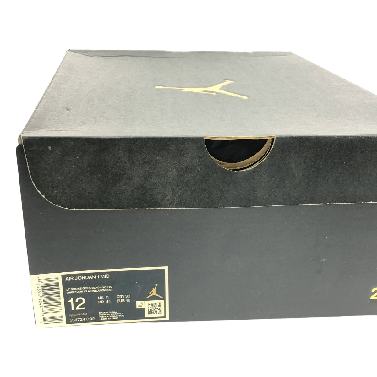 NIKE / 나이키 | 2024 | AIR JORDAN 1 MID LIGHT SMOKE GREY 에어 조던 1 미드 스니커즈 | 30 | 라이트 스모크 그레이 / 화이트 / 블랙 | 남성