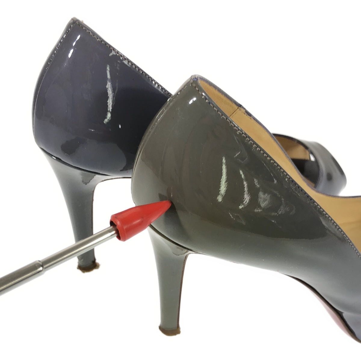 Christian Louboutin | LADY CLAUDE 100 Patent Leather Open Toe Heel Pumps | 36 |