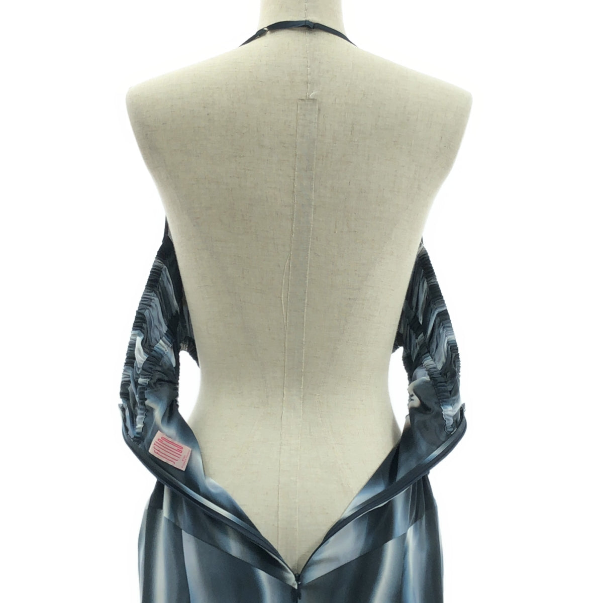 [新品] FETICO | 2023 秋冬 | 手工印花吊帶洋裝 | 全身印花聚酯纖維開衩洋裝 | 1 碼 | 灰色/白色 | 女款