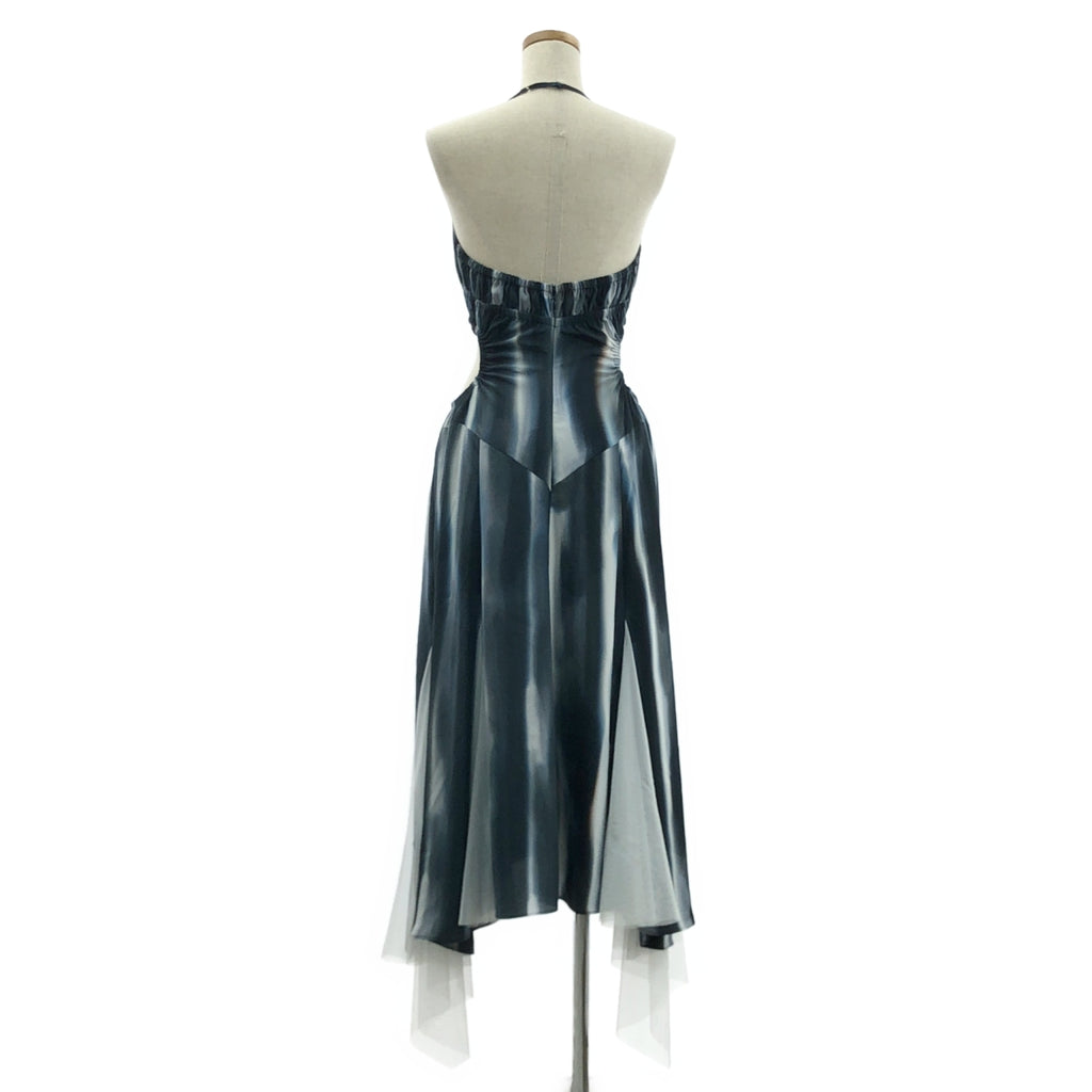【新品】  FETICO / フェティコ | 2023AW | HAND PRINTED HALTER DRESS 総柄 ポリエステル スリットドレス ワンピース | 1 | グレー / ホワイト | レディース