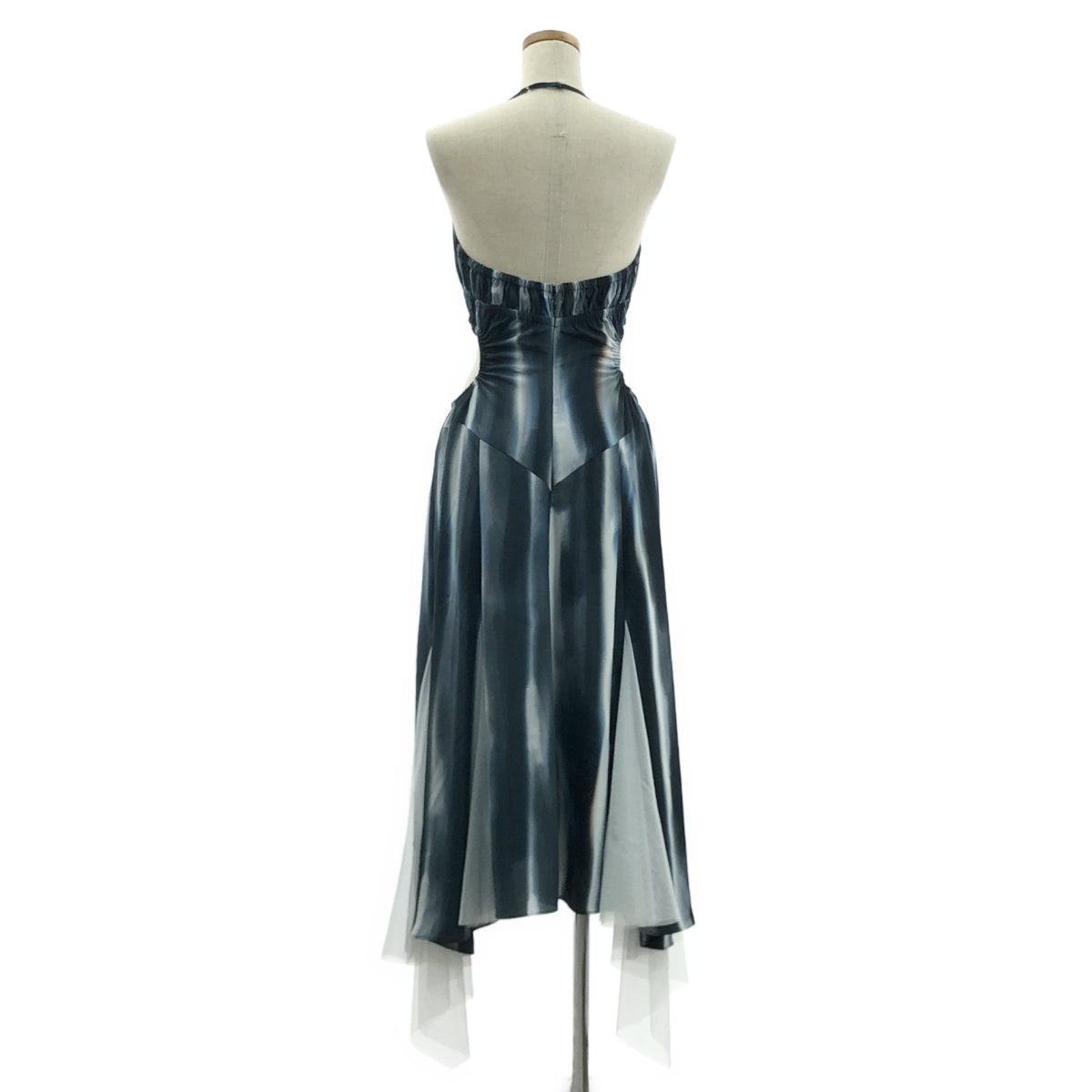 【新品】  FETICO / フェティコ | 2023AW | HAND PRINTED HALTER DRESS 総柄 ポリエステル スリットドレス ワンピース | 1 | グレー / ホワイト | レディース