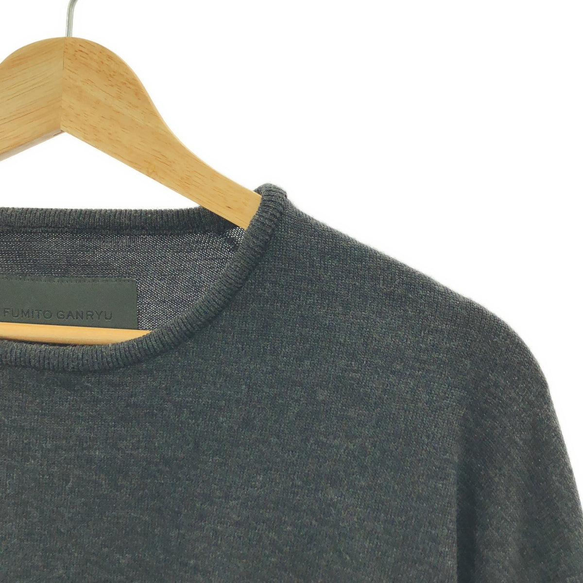 FUMITO GANRYU | 蝙蝠袖圓領羊毛針織衫 | 尺寸 1 | 炭灰色 | 男款