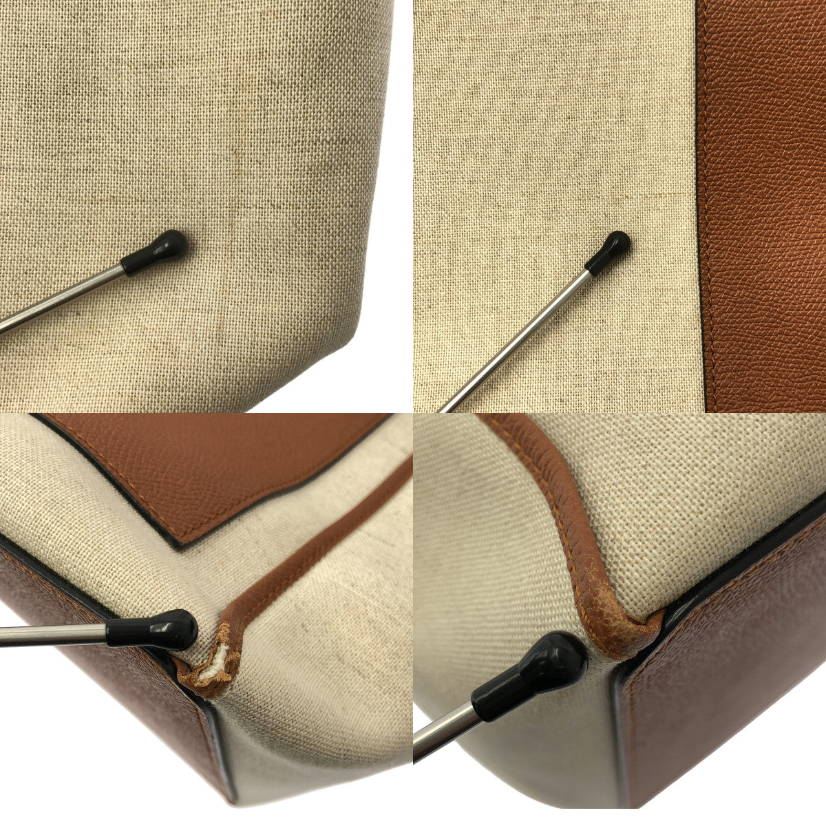 Valextra / ヴァレクストラ | キャンバス レザー ショッピングバッグ | ベージュ / キャメル | レディース