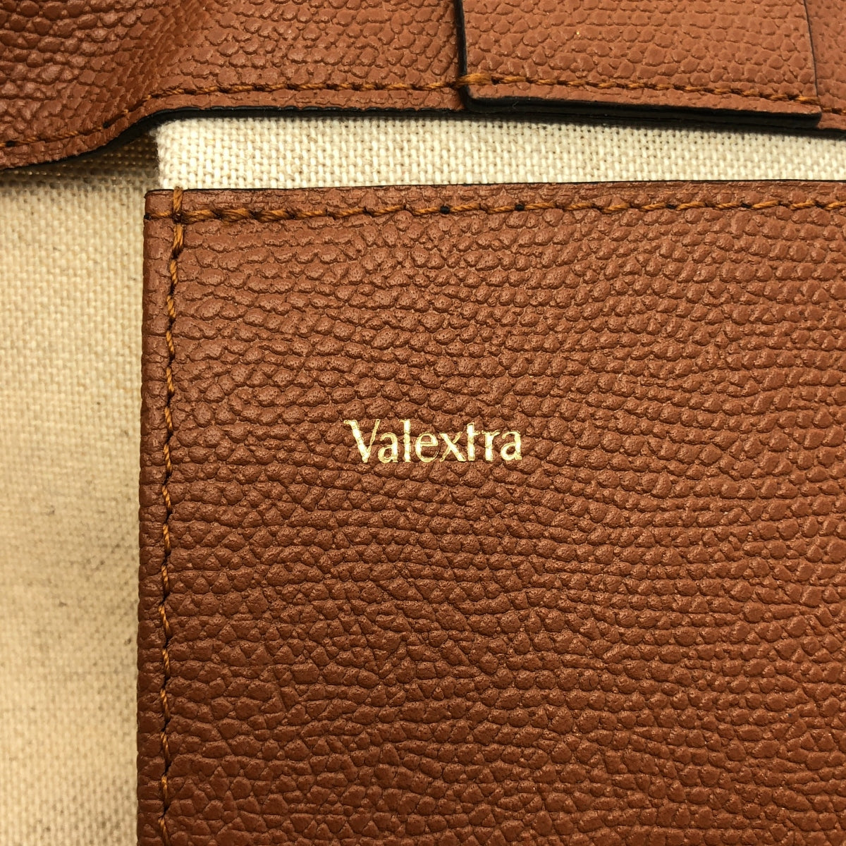 Valextra / ヴァレクストラ | キャンバス レザー ショッピングバッグ | ベージュ / キャメル | レディース