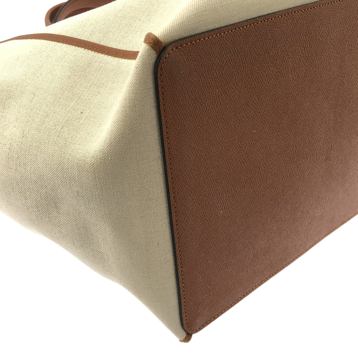 Valextra / ヴァレクストラ | キャンバス レザー ショッピングバッグ | ベージュ / キャメル | レディース