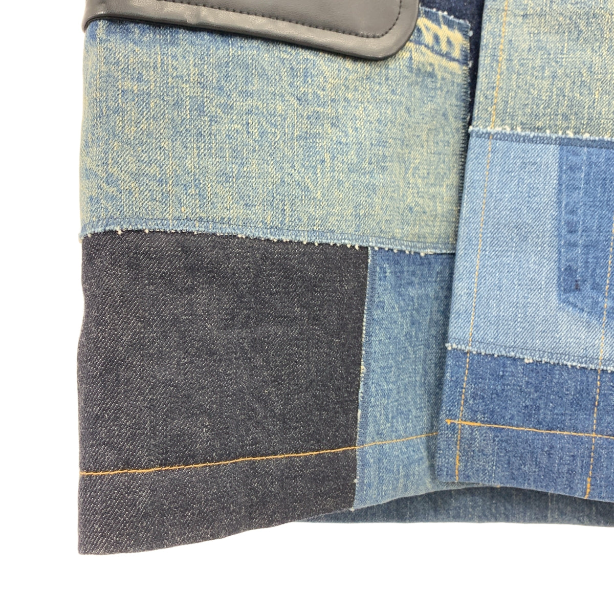 JUNYA WATANABE COMME des GARCONS / ジュンヤワタナベ | 2016AW | パッチワーク デニム レザー切替 キルティング ダッフルコート | S | インディゴ / ブラック | レディース