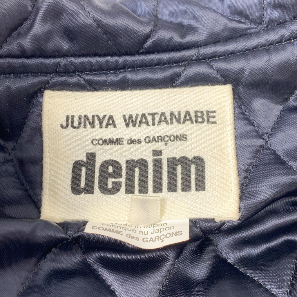 JUNYA WATANABE COMME des GARCONS / ジュンヤワタナベ | 2016AW | パッチワーク デニム レザー切替 キルティング ダッフルコート | S | インディゴ / ブラック | レディース