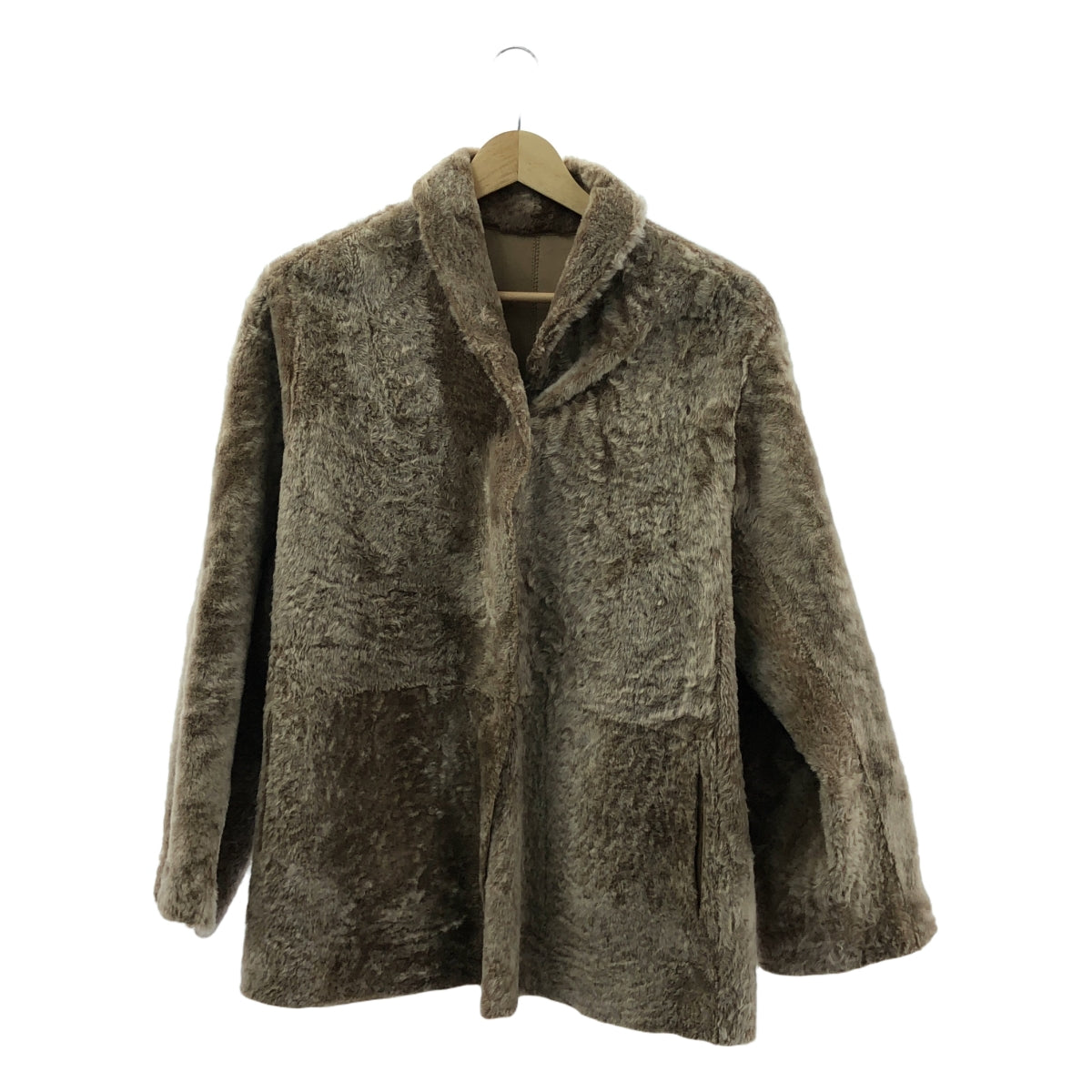 SOFIE D'HOORE 淺棕色雙面羊毛皮草和皮革大衣（34 碼）