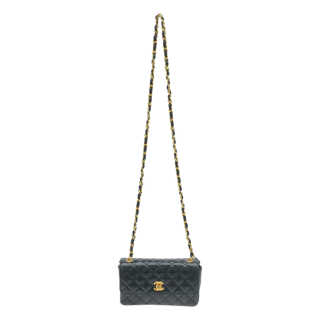CHANEL / シャネル | レザー ミニ マトラッセ ココマーク ターンロック チェーン ショルダー バッグ | ブラック | レディース
