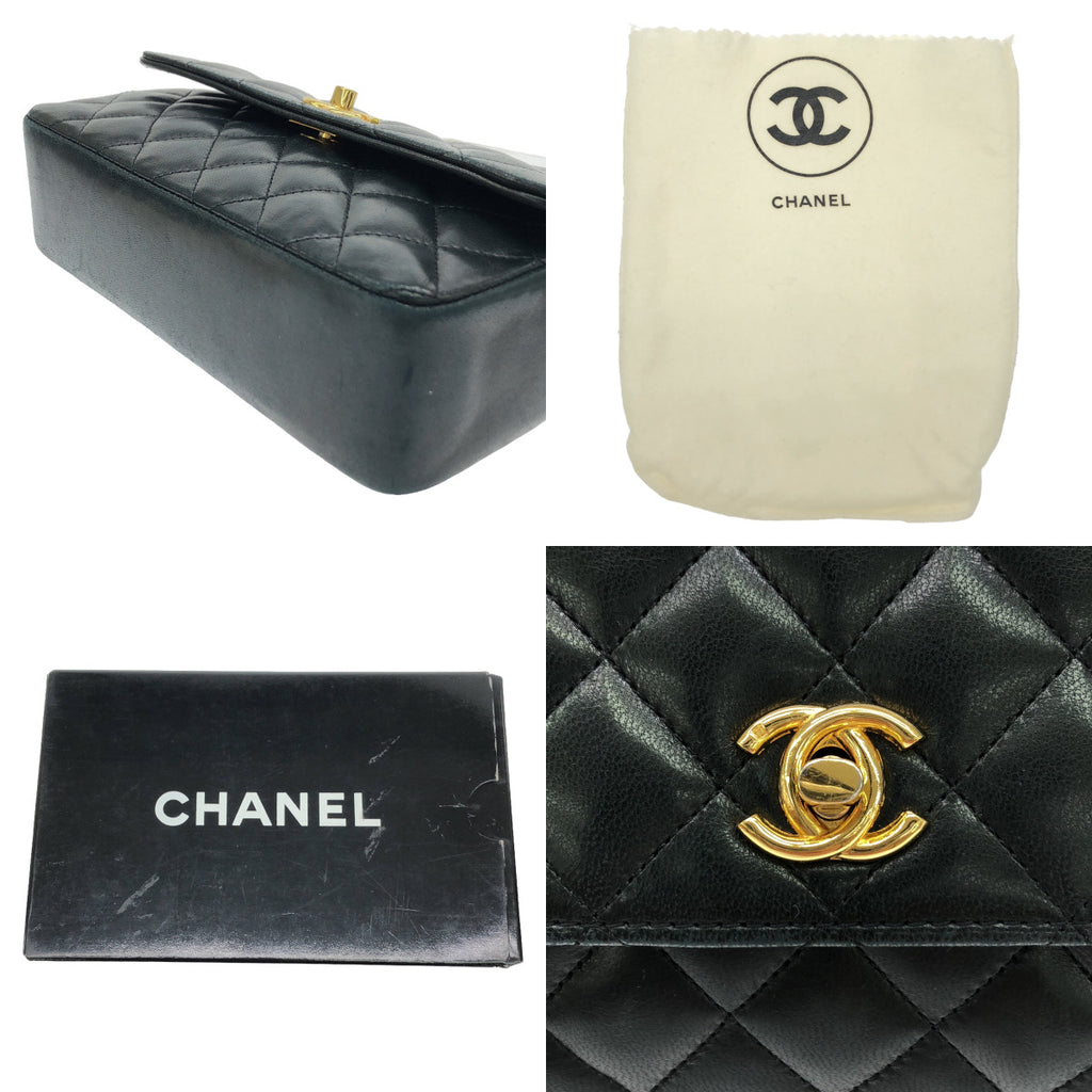 CHANEL / シャネル | レザー ミニ マトラッセ ココマーク ターンロック チェーン ショルダー バッグ | ブラック | レディース