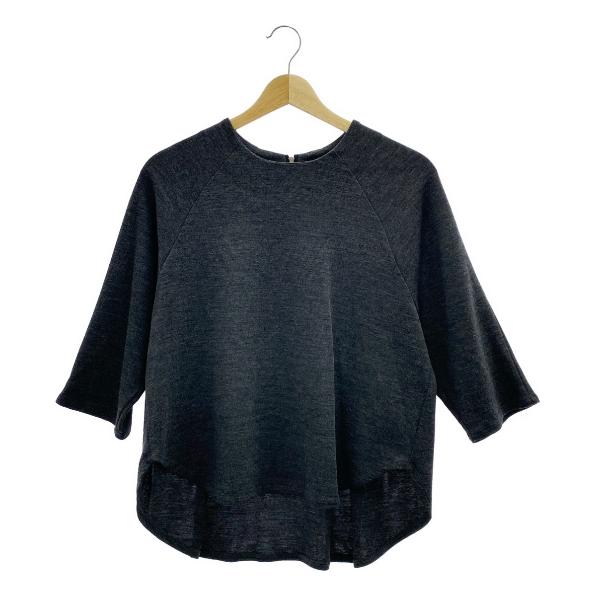 FLORENT | 羊毛圓形剪裁後拉鍊針織衫 | 灰色 | 女款