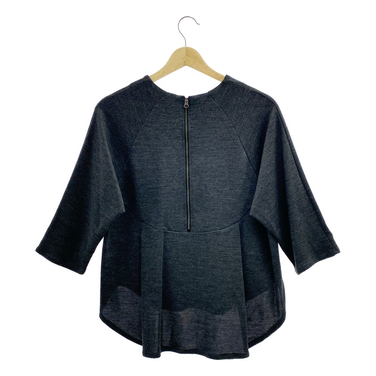 FLORENT | 羊毛圓形剪裁後拉鍊針織衫 | 灰色 | 女款