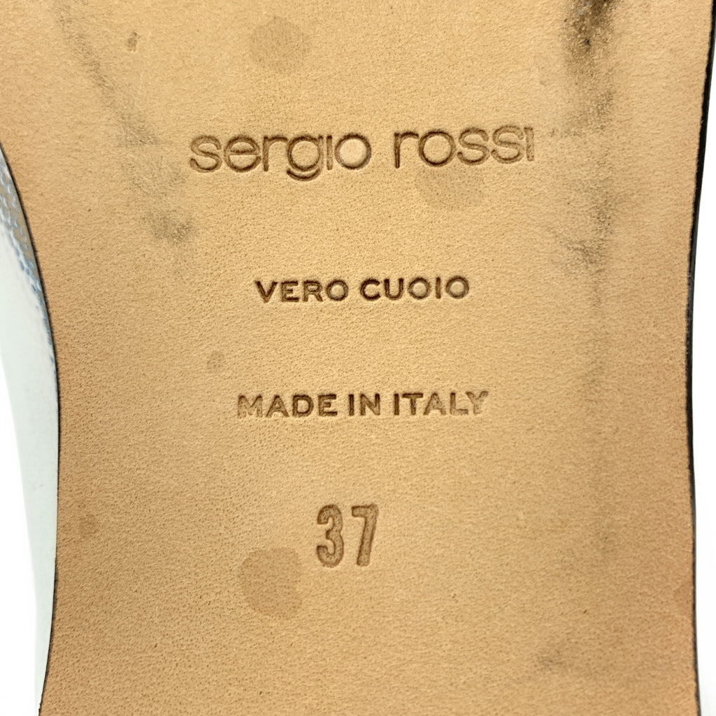 sergio rossi / 세르지오로시 | SR1 스퀘어 투 메탈 플레이트 플랫 슈즈 | 37 |